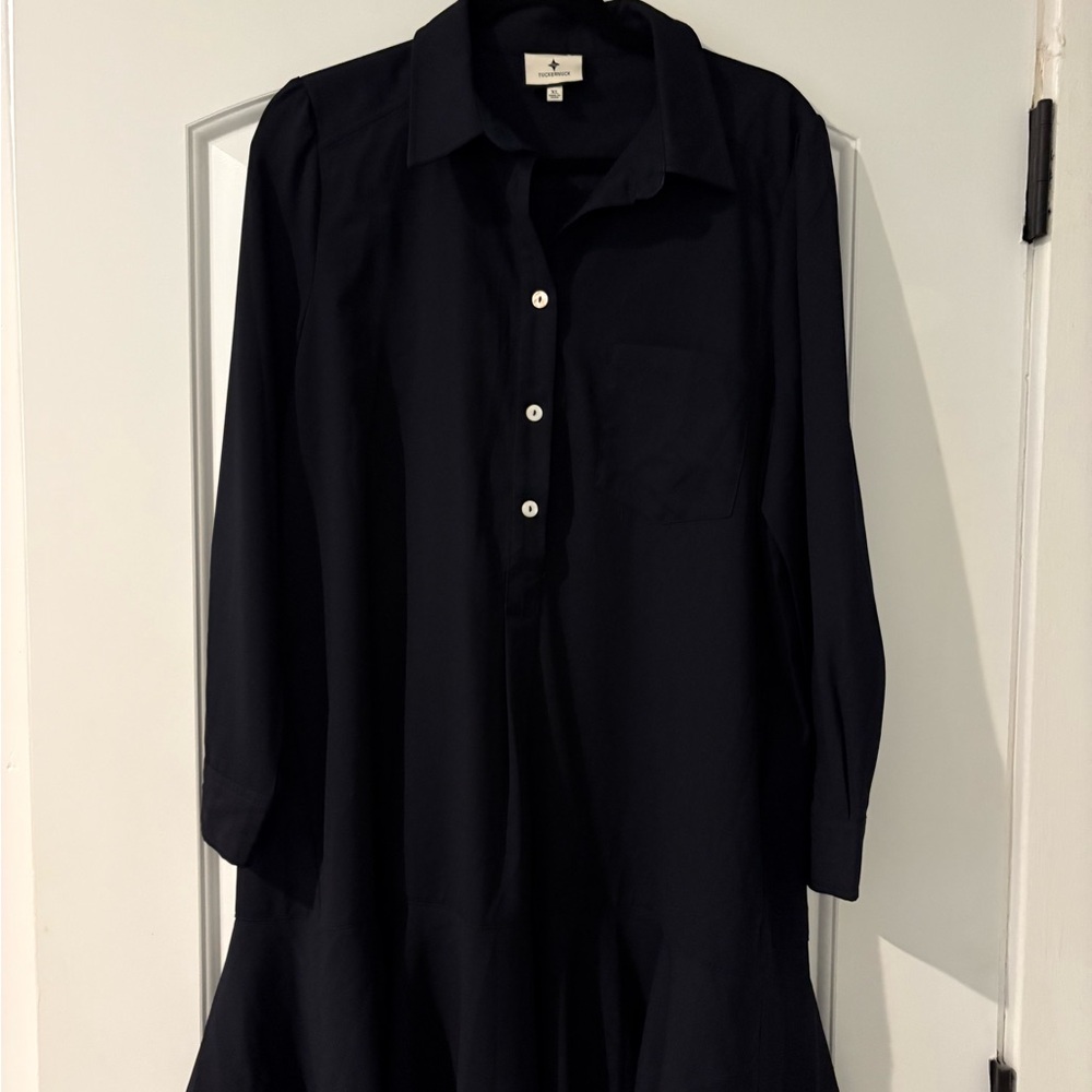 Tuckernuck Navy Crepe Callahan Shirt Dress - Picture 4 of 5